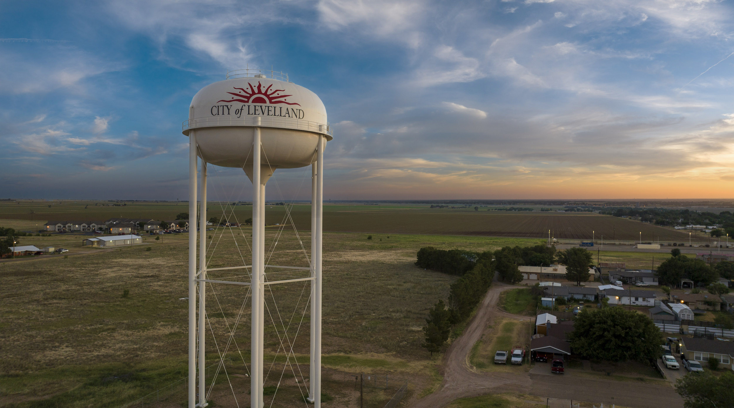 Aerial of Levelland Water Tower